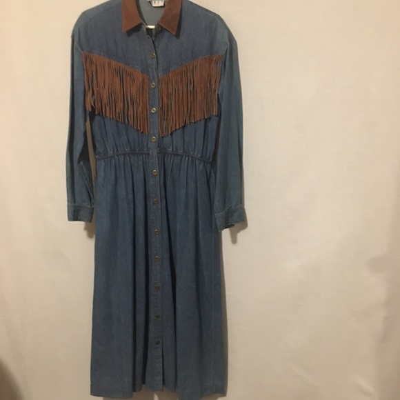 Leather and Denim Dress Size 8 - Picture 1 of 12